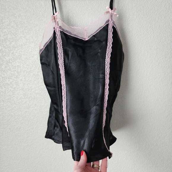 BONGO‎ x VINTAGE Y2K Satin feel slip tank in black / pink size XL - Picture 6 of 7